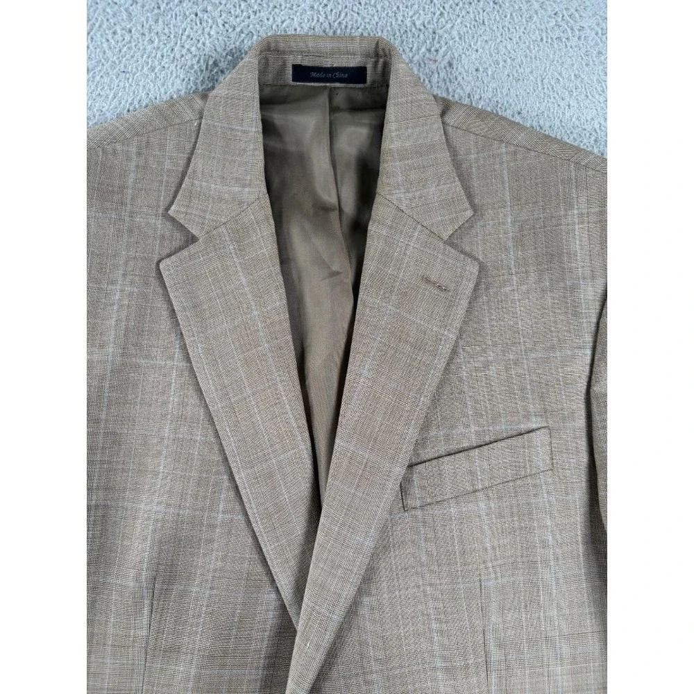 Lauren Ralph Lauren Blazer Mens 42L Tan Glen Plaid Wool 2 Button Sport Coat